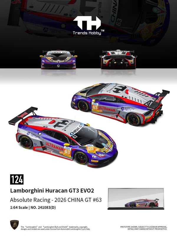 Trends Hobby - Lamborghini Huracan GT3 EVO2 #63, Absolute Racing 2026 China GT