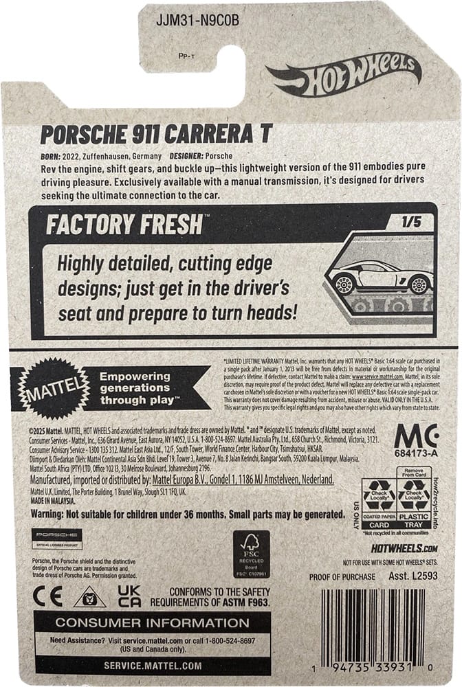 Hot Wheels 2026 Zamac Edition Porsche 911 Carrera T