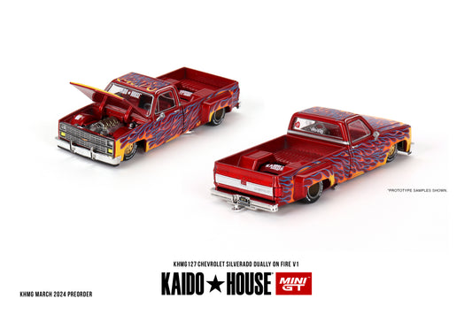Kaido House 127 Chevrolet Silverado Dually on Fire V1 KHMG127 Factory Sealed