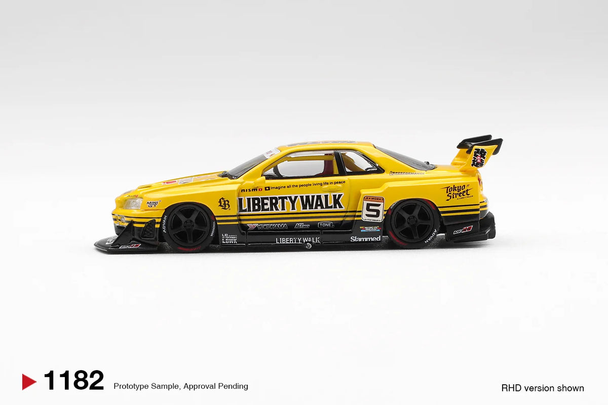 Mini GT #1182 - Nissan LB-ER34 Super Silhouette SKYLINE Sport Yellow