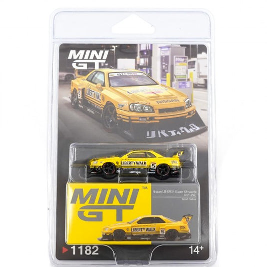 Mini GT #1182 - Nissan LB-ER34 Super Silhouette SKYLINE Sport Yellow BLISTER
