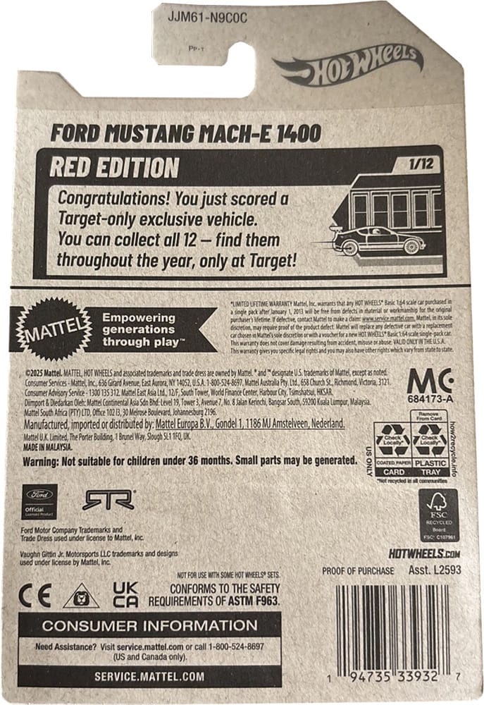 Hot Wheels 2026 Target Red Edition Ford Mustang Mach-E 1400