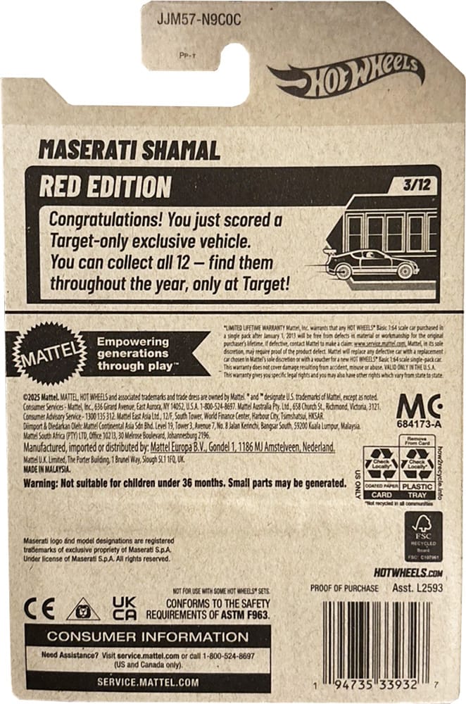 Hot Wheels 2026 Target Red Edition Maserati Shamal