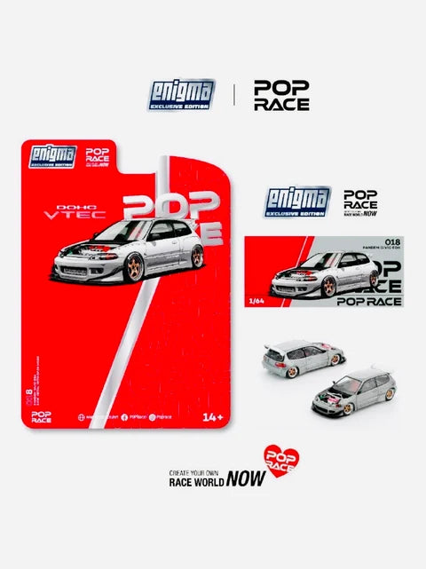 Pop Race Enigma Exclusive Pandem Civic EG6 Raw Metal #018